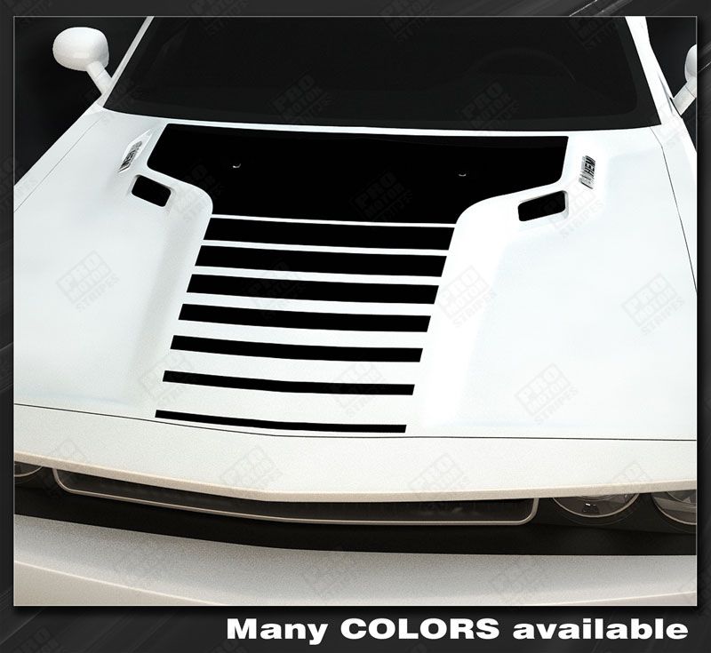 Dodge Challenger Hood Front Strobe T-Stripe Decals 2011 2012 2013 2014 Pro Motor